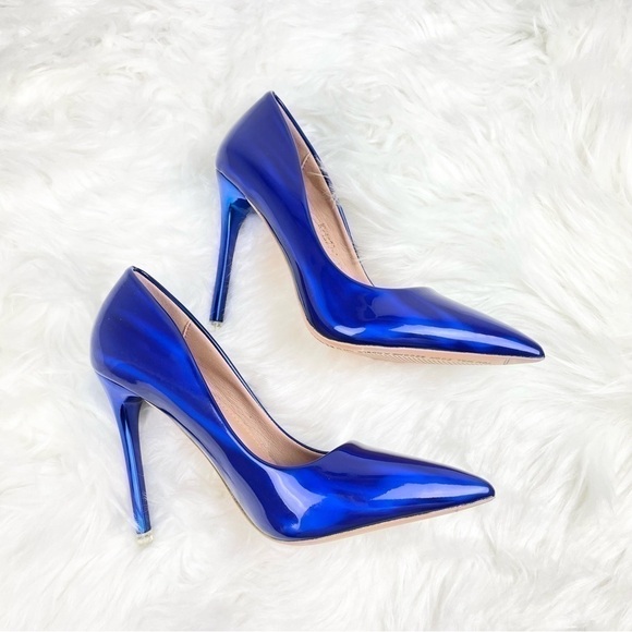 Bigtree Holographic Blue High Heel Pumps Size 34 - Picture 2 of 8
